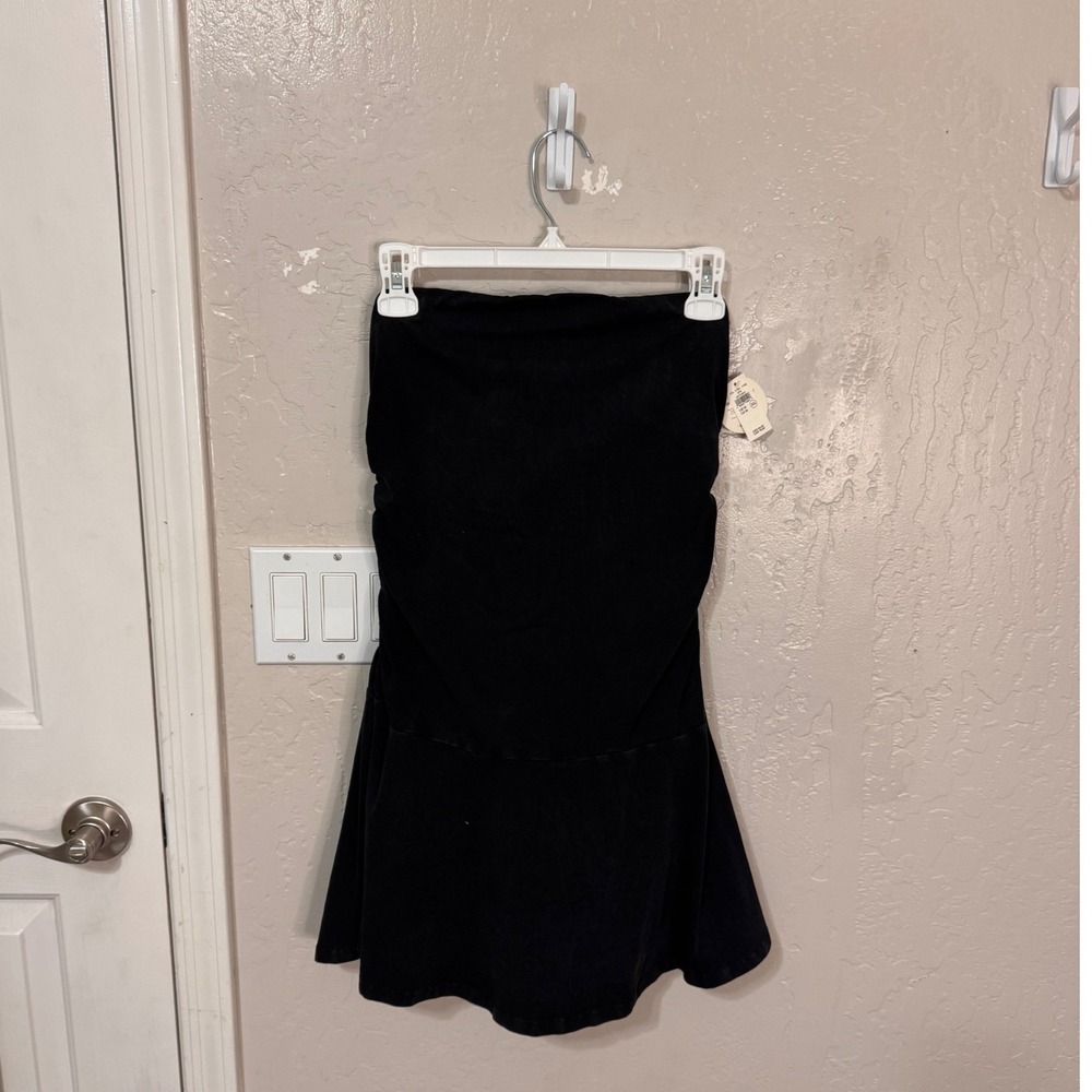 Aerie OFFLINE Strapless Skort Dress Black Ruched Tube Top Mini Dress Medium NWT - Picture 4 of 5